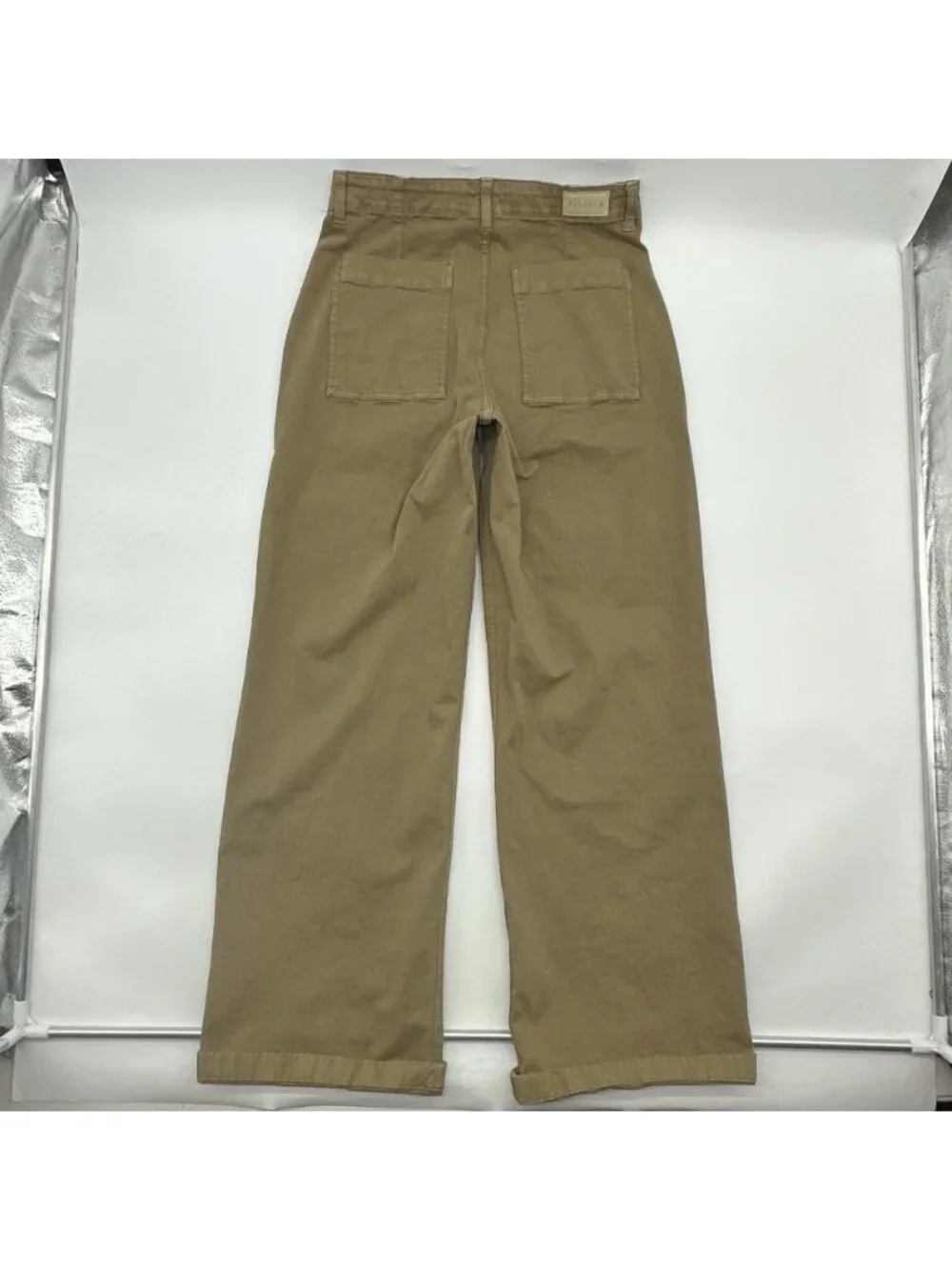 Pistola Women's Size 29 Khaki Stretch High Rise Wide Leg Cuffed Utility Pants - Picture 8 of 11